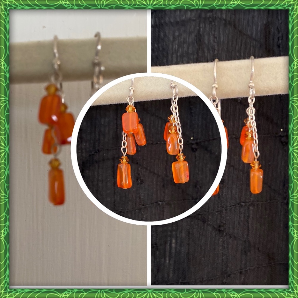 Earrings with a splash of orange!